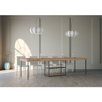 Plano console table with anthracite frame - Extendable console table 90x40/300 cm Plano Premium Natural Oak with anthracite frame