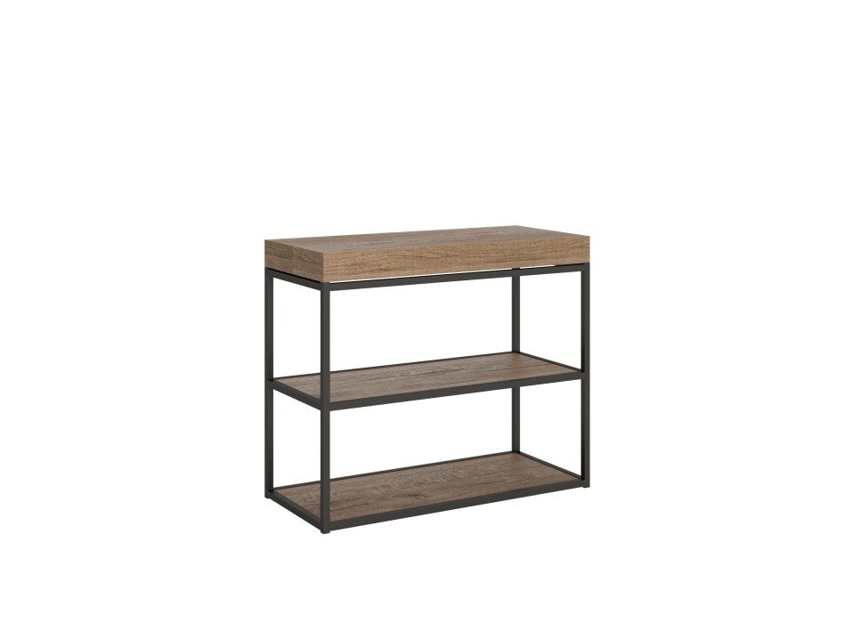 Plano console table with anthracite frame - Extendable console table 90x40/300 cm Plano Premium Natural Oak with anthracite frame