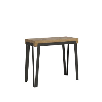 Rio console table with anthracite frame - 90x40/300 cm Rio extendable console table in natural oak with anthracite frame