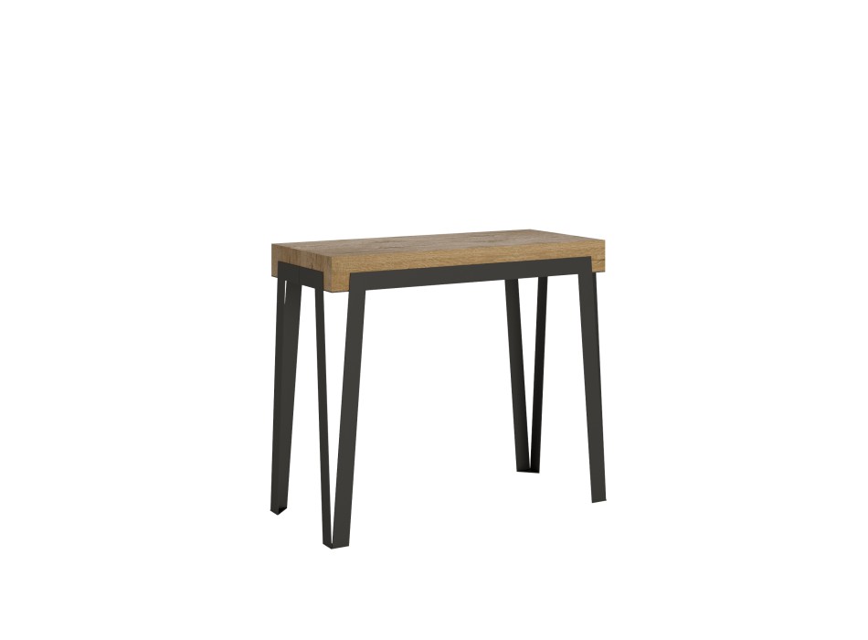 Rio console table with anthracite frame - 90x40/300 cm Rio extendable console table in natural oak with anthracite frame