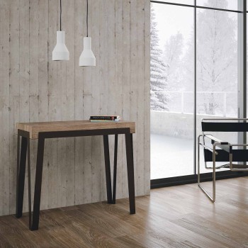 Rio console table with rust frame - Extendable console table 90x40/196 cm Rio Small Natural Oak with rust frame