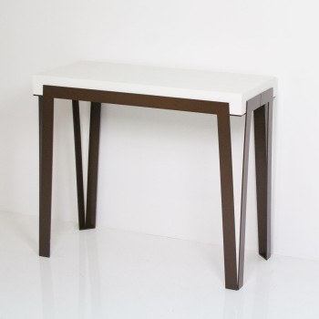 Rio console table with rust frame - Extendable console table 90x40/196 cm Rio Small Natural Oak with rust frame