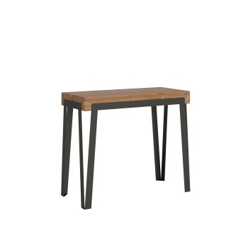 Rio console table with rust frame - 90x40/300 cm Rio Premium extendable console table with natural oak and rust frame