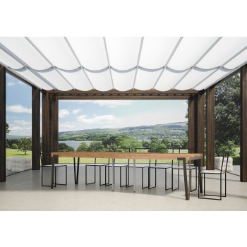 Rio console table with rust frame - 90x40/300 cm Rio Premium extendable console table with natural oak and rust frame