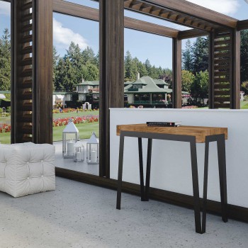 Rio console table with rust frame - Extendable console table 90x40/300 cm Rio Oak Nature with rust frame