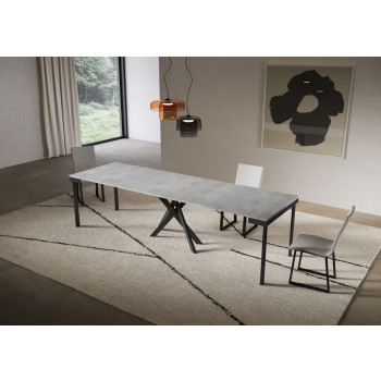 Saki Evolution console table with anthracite legs and frame - Saki Evolution extendable console table 90x40/300 cm with white ash wood and anthracite legs