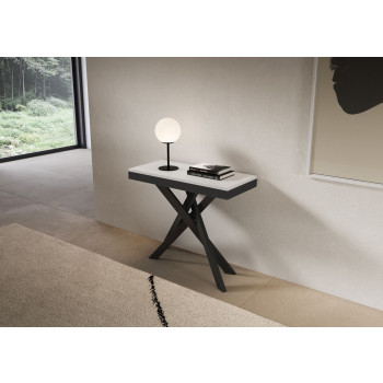 Saki Evolution console table with anthracite legs and frame - Saki Evolution extendable console table 90x40/300 cm, white ash, anthracite legs