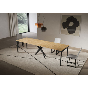 Saki Evolution console table with anthracite legs and frame - Saki Evolution extendable console table 90x40/300 cm with white ash wood and anthracite legs