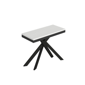 Saki Evolution console table with anthracite legs and frame - Saki Evolution extendable console table 90x40/300 cm with white ash wood and anthracite legs