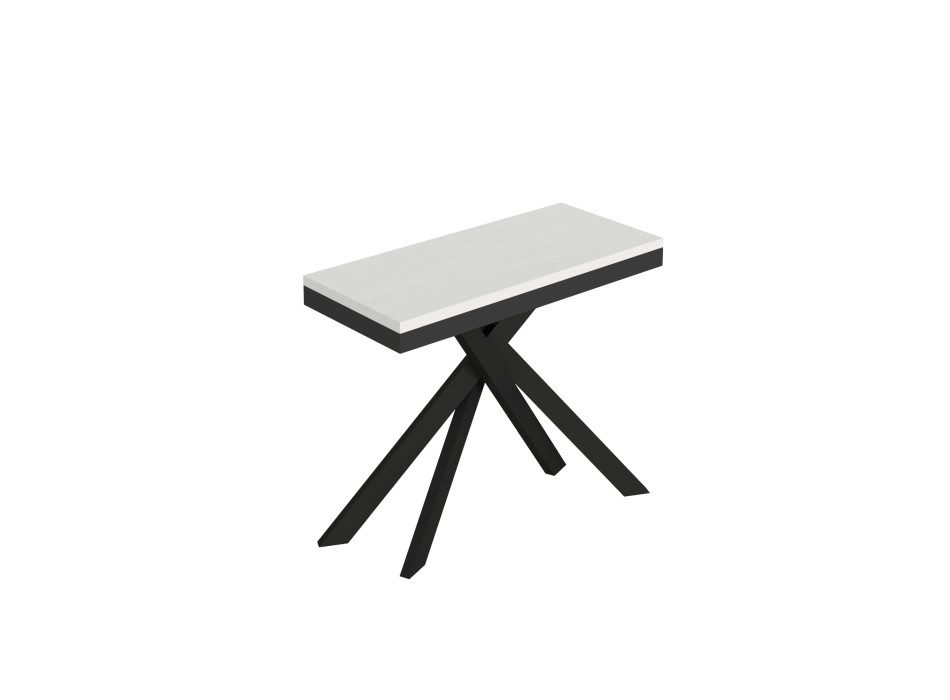 Saki Evolution console table with anthracite legs and frame - Saki Evolution extendable console table 90x40/300 cm with white ash wood and anthracite legs