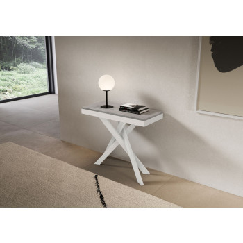 Saki Evolution console table with white legs and frame - Extendable console table 90x40/300 cm Saki Evolution white ash with white legs