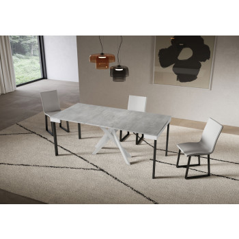 Saki Evolution console table with white legs and frame - Extendable console table 90x40/300 cm Saki Evolution white ash with white legs