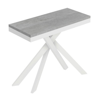 Saki Evolution console table with white legs and frame - Extendable console table 90x40/300 cm Saki Evolution white ash with white legs