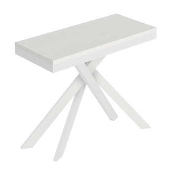 Saki Evolution console table with white legs and frame - Extendable console table 90x40/300 cm Saki Evolution white ash with white legs