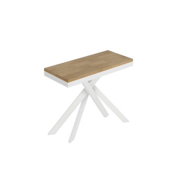 Saki Evolution console table with white legs and frame - Extendable console table 90x40/300 cm Saki Evolution white ash with white legs