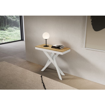 Saki Evolution console table with white legs and frame - Extendable console table 90x40/300 cm Saki Evolution white ash with white legs