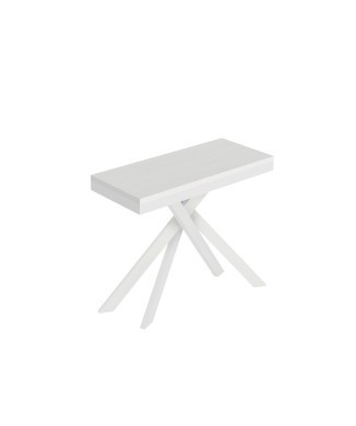 Saki Evolution console table with white legs and frame - Extendable console table 90x40/300 cm Saki Evolution white ash with white legs