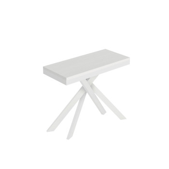 Saki Evolution console table with white legs and frame - Extendable console table 90x40/300 cm Saki Evolution white ash with white legs