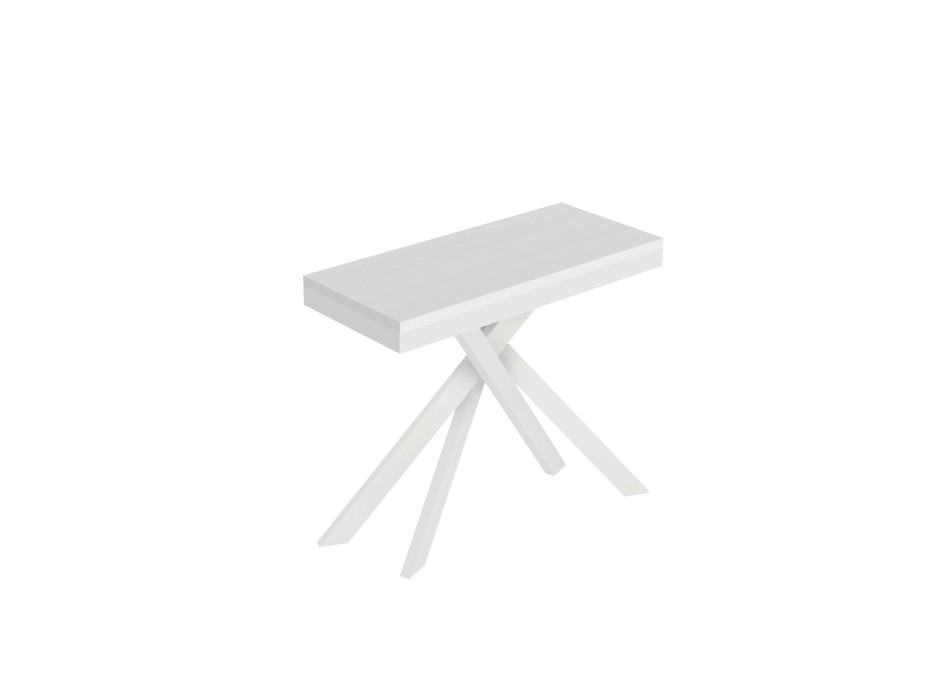 Saki Evolution console table with white legs and frame - Extendable console table 90x40/300 cm Saki Evolution white ash with white legs