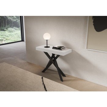Saki console table with anthracite legs - Saki Small cashmere extendable console table 90x40/196 cm with anthracite legs