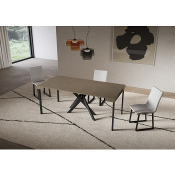 Saki console table with anthracite legs - Saki Small cashmere extendable console table 90x40/196 cm with anthracite legs