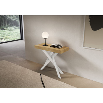 Saki console table with white legs - Extendable console table 90x40/196 cm Saki Small cashmere with white legs