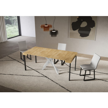 Saki console table with white legs - Extendable console table 90x40/196 cm Saki Small cashmere with white legs