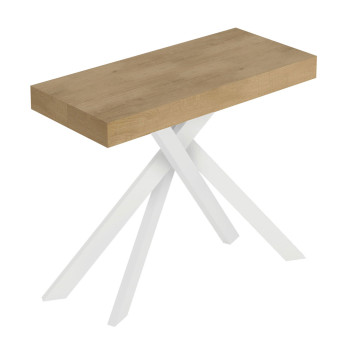 Saki console table with white legs - Extendable console table 90x40/196 cm Saki Small cashmere with white legs