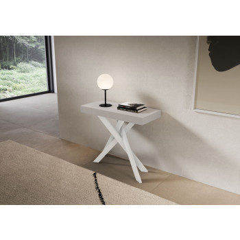 Saki console table with white legs - Extendable console table 90x40/196 cm Saki Small cashmere with white legs