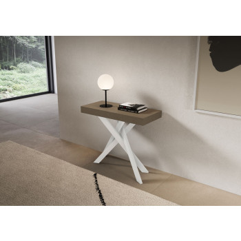 Saki console table with white legs - Extendable console table 90x40/196 cm Saki Small cashmere with white legs