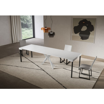 Saki console table with white legs - Extendable console table 90x40/300 cm Saki cashmere with white legs