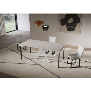 Saki console table with white legs - Extendable console table 90x40/300 cm Saki cashmere with white legs