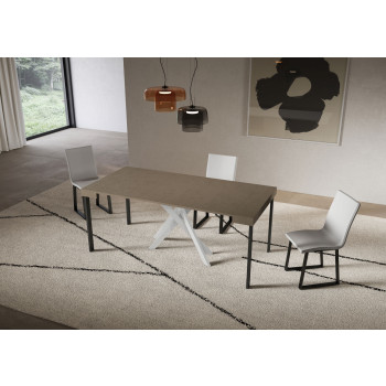 Saki console table with white legs - Extendable console table 90x40/300 cm Saki cashmere with white legs