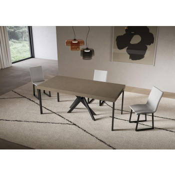 Saki Premium console table with anthracite legs - Extendable console table 90x40/196 cm Saki Small Premium cashmere with anthracite legs