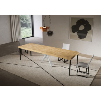 Saki Premium Console Table with White Legs - Extendable Console Table 90x40/300 cm Saki Premium Cashmere with White Legs