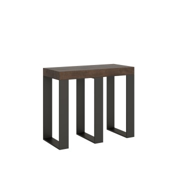 Sintesi console table with anthracite frame - Extendable console table 90x40/196 cm Sintesi Small White Ash with anthracite frame