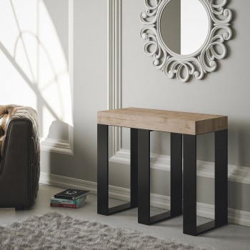 Sintesi console table with anthracite frame - Extendable console table 90x40/196 cm Sintesi Small White Ash with anthracite frame