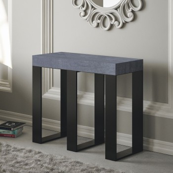 Sintesi console table with anthracite frame - Extendable console table 90x40/196 cm Sintesi Small White Ash with anthracite frame