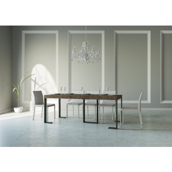 Sintesi console table with anthracite frame - Extendable console table 90x40/196 cm Sintesi Small Premium Natural Oak with anthracite frame