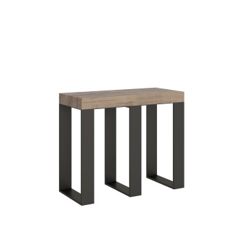 Sintesi console table with anthracite frame - Extendable console table 90x40/196 cm Sintesi Small Premium Natural Oak with anthracite frame