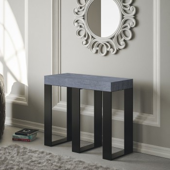 Sintesi console table with anthracite frame - Extendable console table 90x40/300 cm Sintesi White Ash with anthracite frame