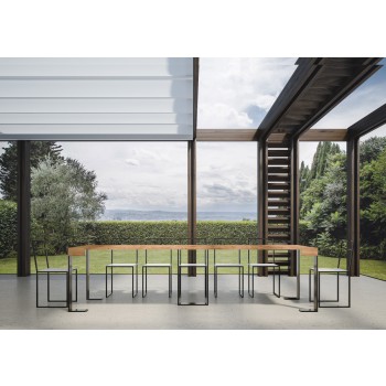 Sintesi console table with anthracite frame - Extendable console table 90x40/300 cm Sintesi White Ash with anthracite frame