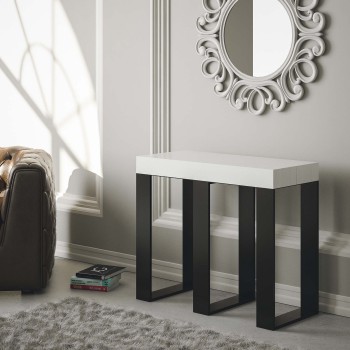 Sintesi console table with anthracite frame - Extendable console table 90x40/300 cm Sintesi White Ash with anthracite frame