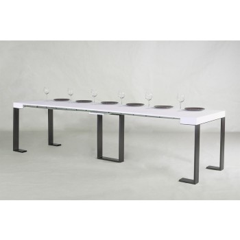 Sintesi console table with anthracite frame - Extendable console table 90x40/300 cm Sintesi White Ash with anthracite frame