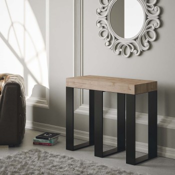 Sintesi console table with anthracite frame - Extendable console table 90x40/300 cm Sintesi White Ash with anthracite frame