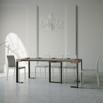 Sintesi console table with anthracite frame - Extendable console table 90x40/300 cm Sintesi White Ash with anthracite frame