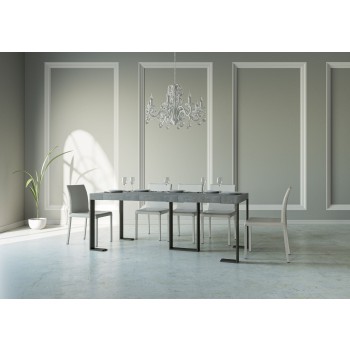 Sintesi console table with anthracite frame - Extendable console table 90x40/300 cm Sintesi Premium Natural Oak with anthracite frame