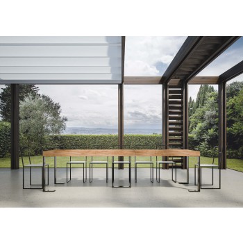 Sintesi console table with anthracite frame - Extendable console table 90x40/300 cm Sintesi Premium Natural Oak with anthracite frame