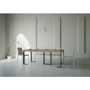 Sintesi console table with anthracite frame - Extendable console table 90x40/300 cm Sintesi Premium Natural Oak with anthracite frame