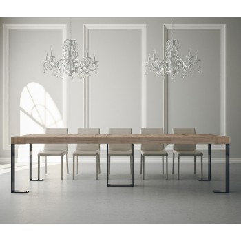 Sintesi console table with anthracite frame - Extendable console table 90x40/300 cm Sintesi Premium Natural Oak with anthracite frame